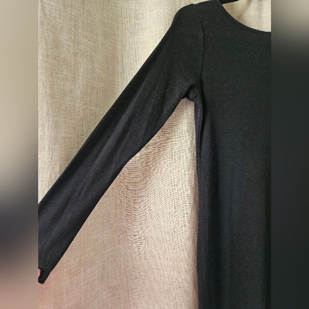 Divided H&M Basic Black Thermal Fitted Dress Large - image 3